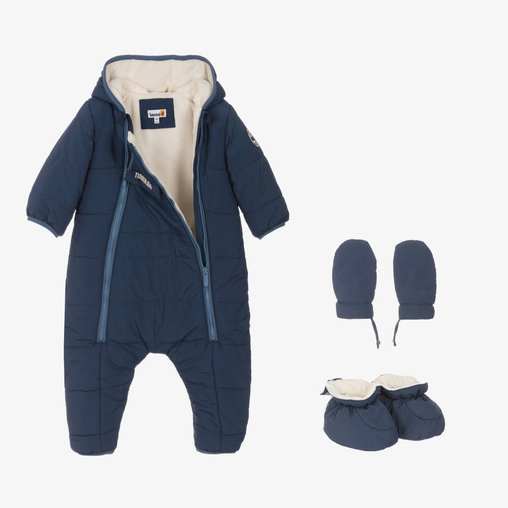 Timberland-Boys Navy Cozy Padded Snowsuit | Childrensalon Outlet