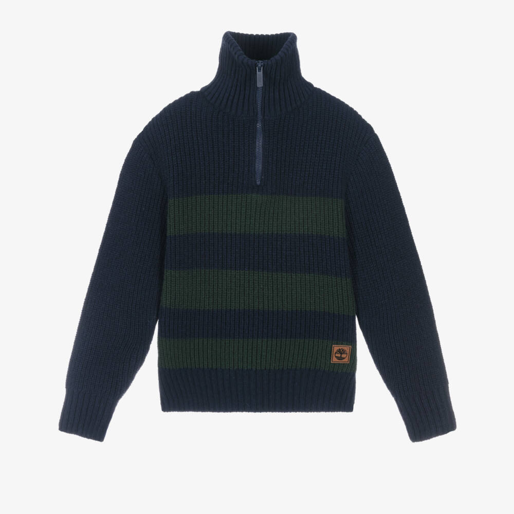 Timberland-Свитер вязаный синий зеленый для мальчиков | Childrensalon Outlet