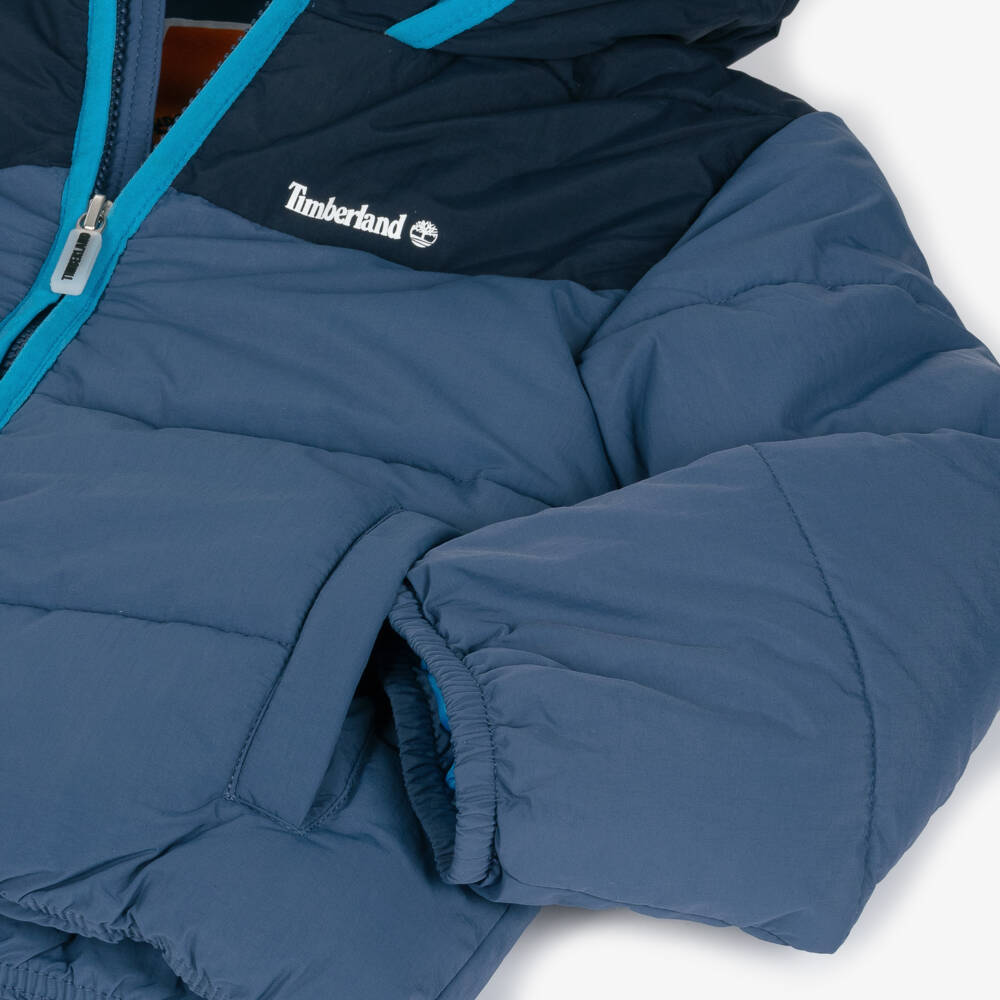 Timberland-Boys Navy Hooded Puffer Coat | Childrensalon Outlet