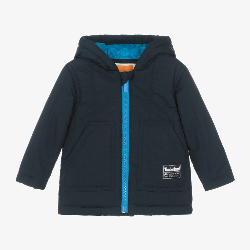 Timberland-Boys Navy Hooded Rain Jacket | Childrensalon Outlet
