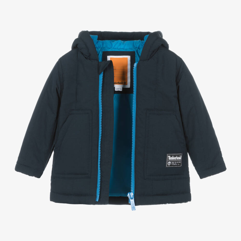 Timberland-Boys Navy Hooded Rain Jacket | Childrensalon Outlet