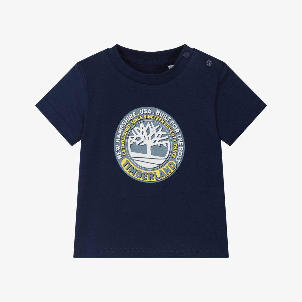 Timberland-Boys Navy Organic Cotton Logo Tee | Childrensalon Outlet