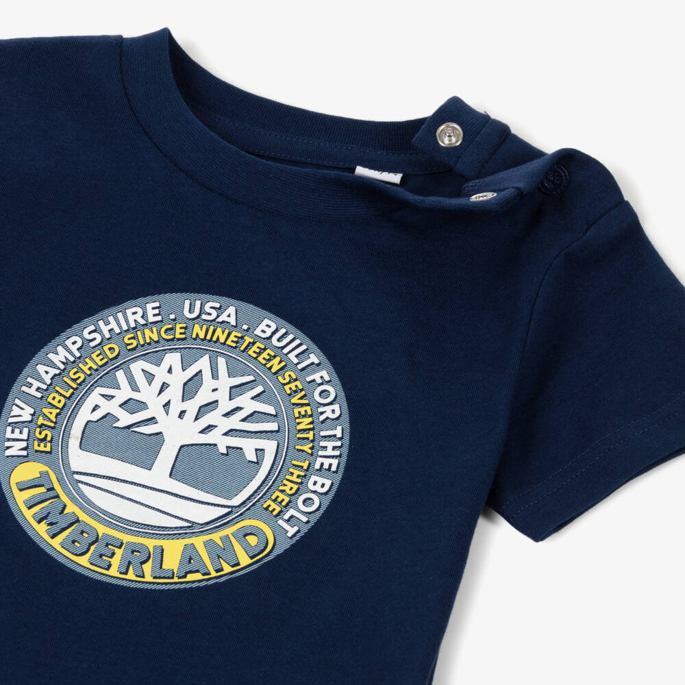 Timberland-Boys Navy Organic Cotton Logo Tee | Childrensalon Outlet