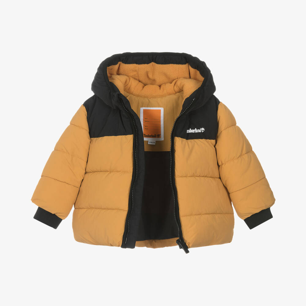 Timberland-Boys Ochre Hooded Puffer Coat | Childrensalon Outlet