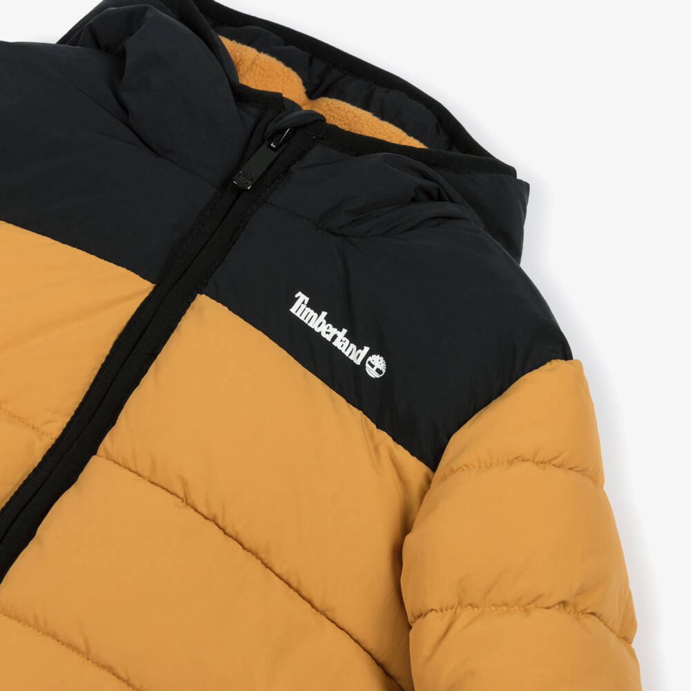 Timberland-Boys Ochre Hooded Puffer Coat | Childrensalon Outlet
