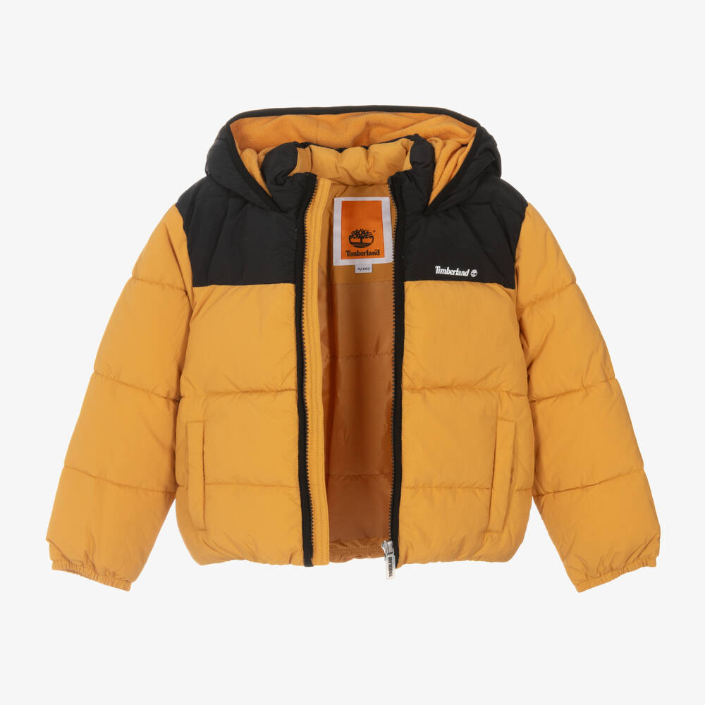 Timberland-Boys Ochre Hooded Puffer Coat | Childrensalon Outlet