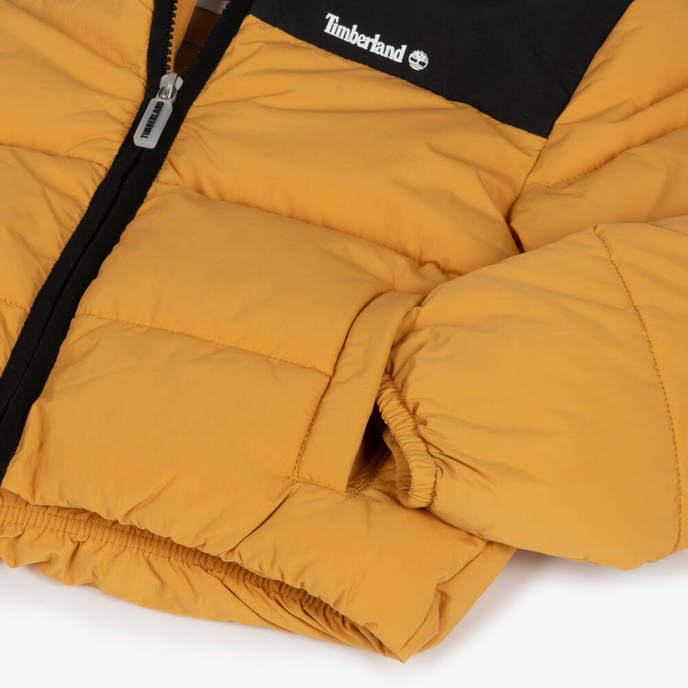 Timberland-Boys Ochre Hooded Puffer Coat | Childrensalon Outlet