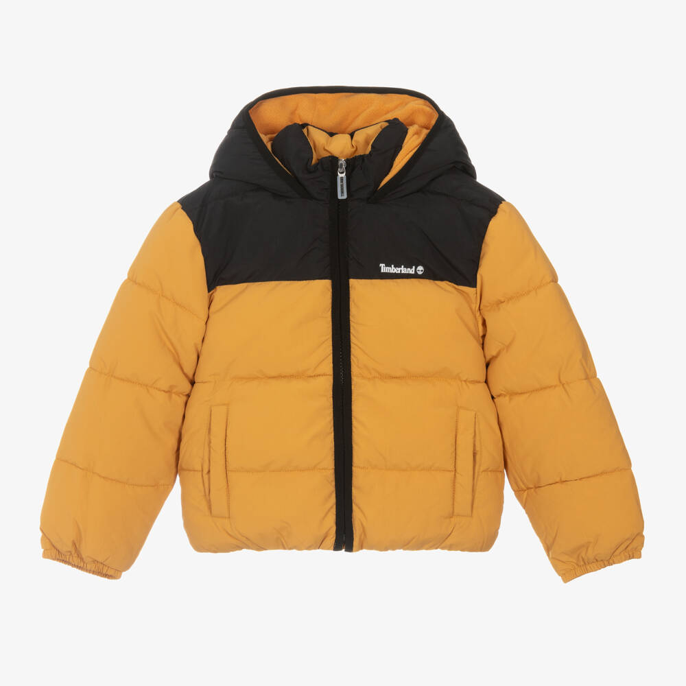 Timberland-Boys Ochre Hooded Puffer Coat | Childrensalon Outlet