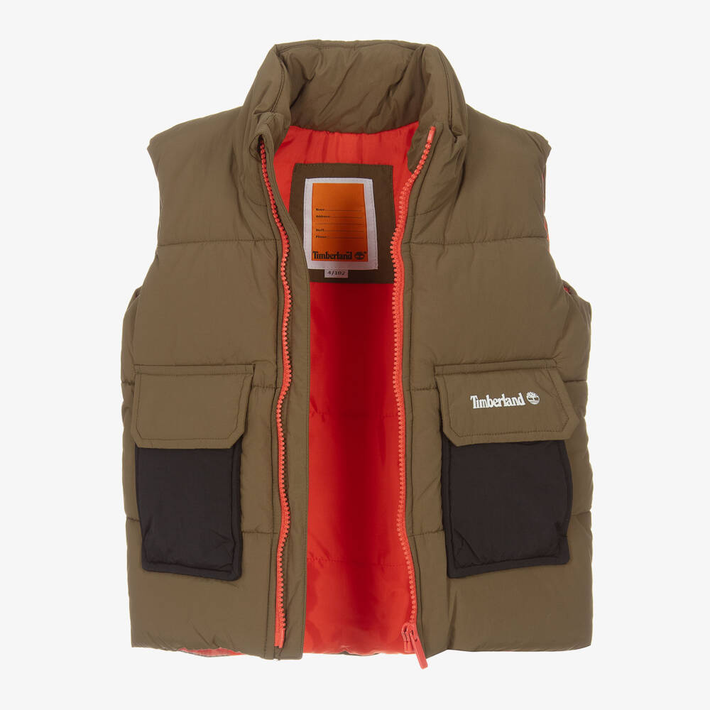 Timberland-Boys Olive Padded Gilet | Childrensalon Outlet