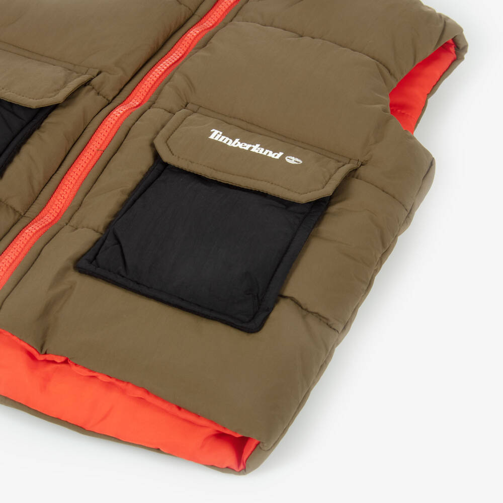 Timberland-Boys Olive Padded Gilet | Childrensalon Outlet
