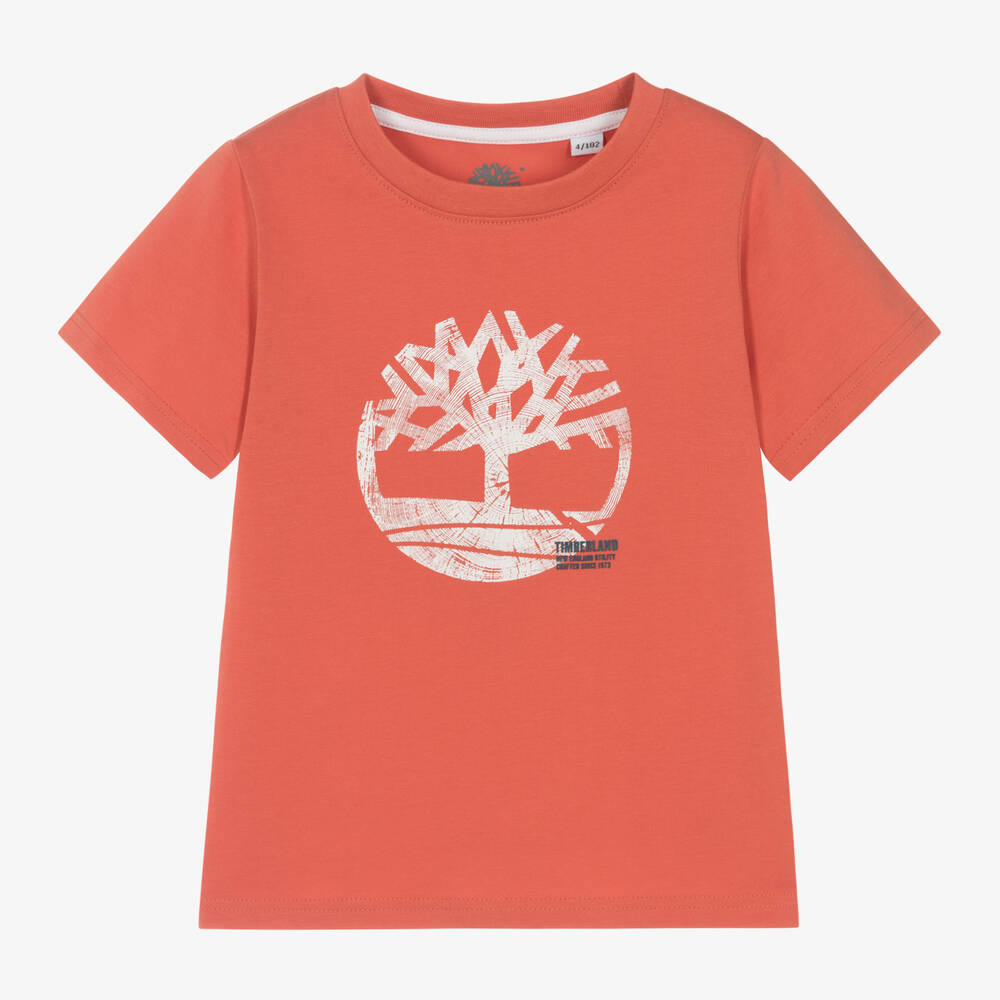 Timberland Boys Orange Organic Cotton T Shirt Childrensalon Outlet