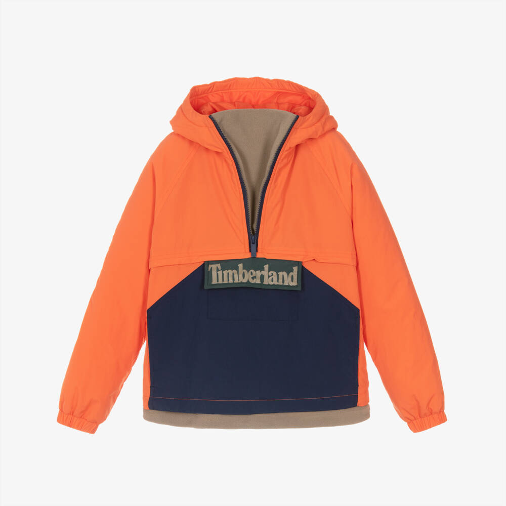 Timberland-Boys Orange Pull-On Jacket with Half-Zip | Childrensalon Outlet