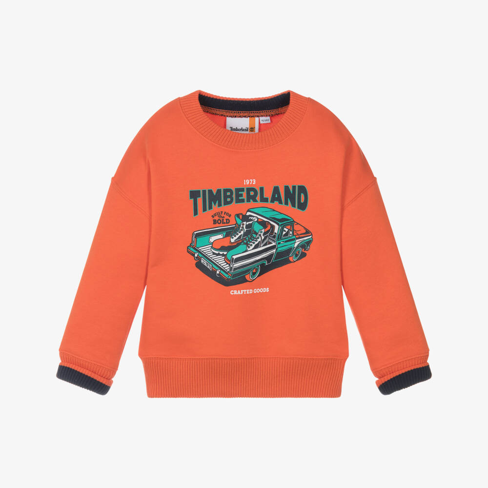 Timberland-Boys Orange Truck & Logo Graphic Sweatshirt | Childrensalon Outlet
