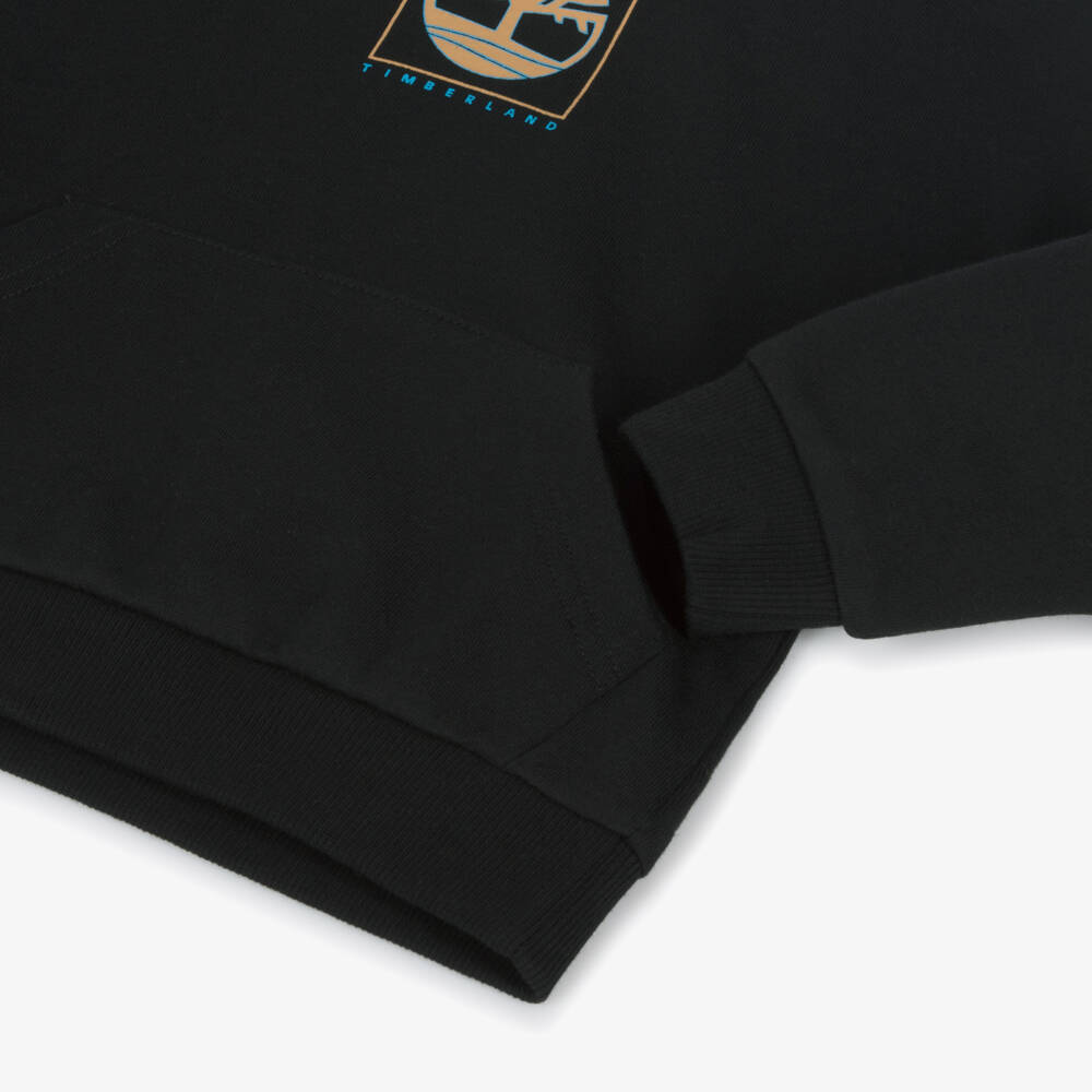 Timberland-توب هودي قطن عضوي لون أسود للأولاد | Childrensalon Outlet