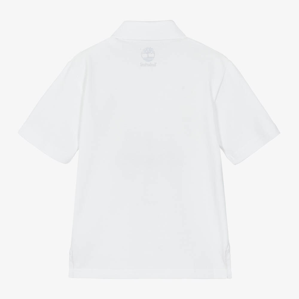 Timberland-Белая хлопковая рубашка поло для мальчиков | Childrensalon Outlet