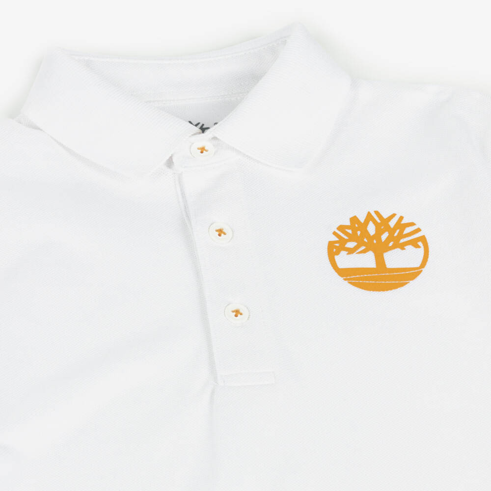 Timberland-Белая хлопковая рубашка поло для мальчиков | Childrensalon Outlet