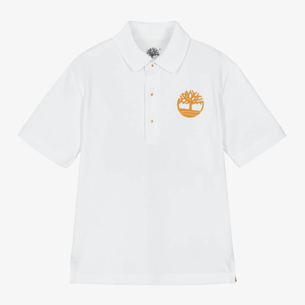 Timberland-Boys Organic Cotton White Polo | Childrensalon Outlet