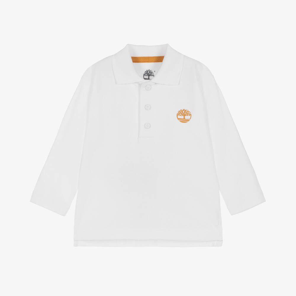 Timberland-Boys Organic White Cotton Polo | Childrensalon Outlet