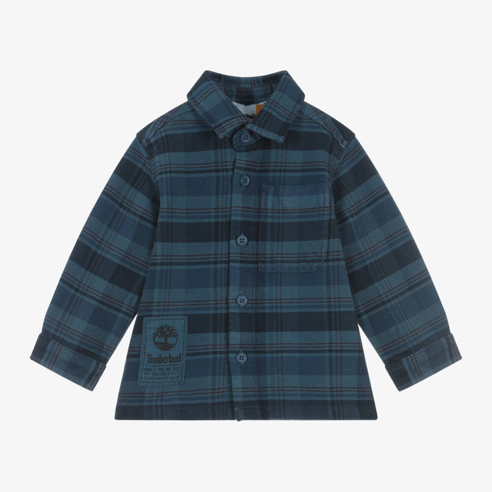 Timberland-Boys Plaid Cotton Shirt in Blue | Childrensalon Outlet