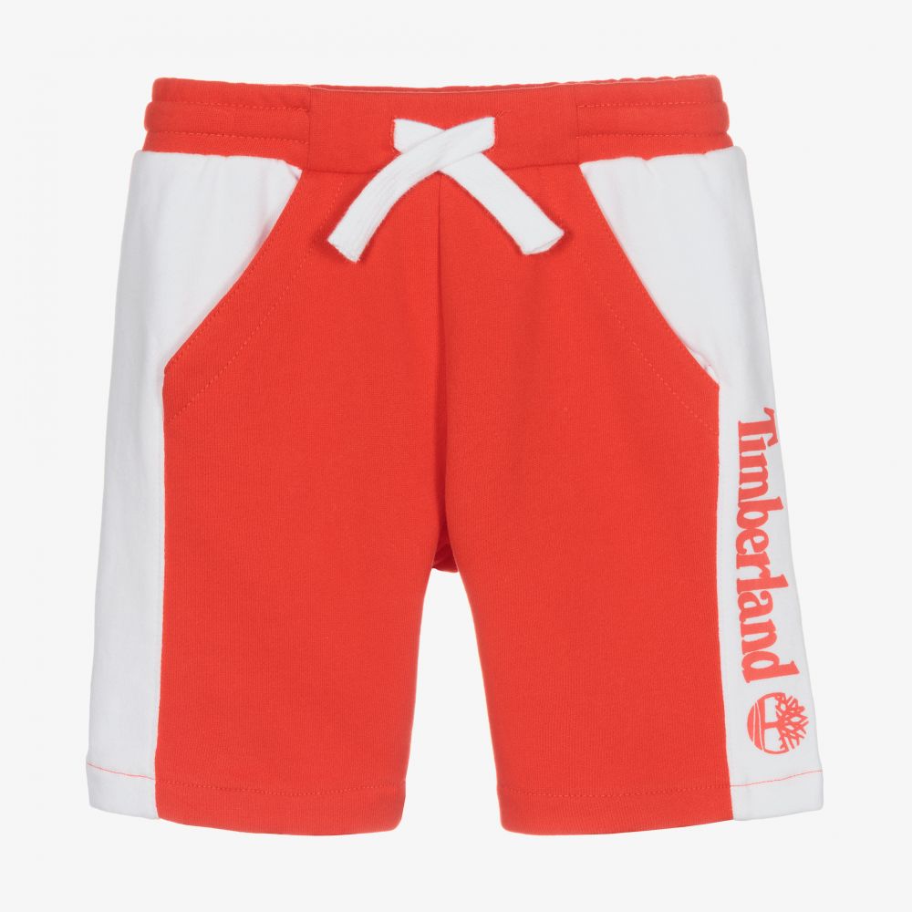 Timberland - Boys Red Logo Jersey Shorts | Childrensalon