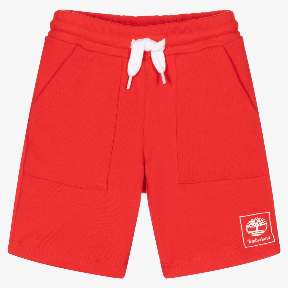 Timberland - Boys Red Logo Shorts | Childrensalon