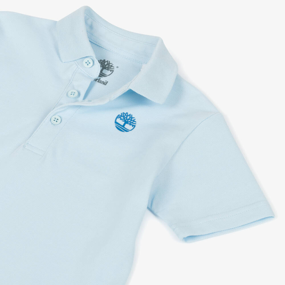 Timberland-Boys Sky Blue Eco-Friendly Piqué Polo | Childrensalon Outlet