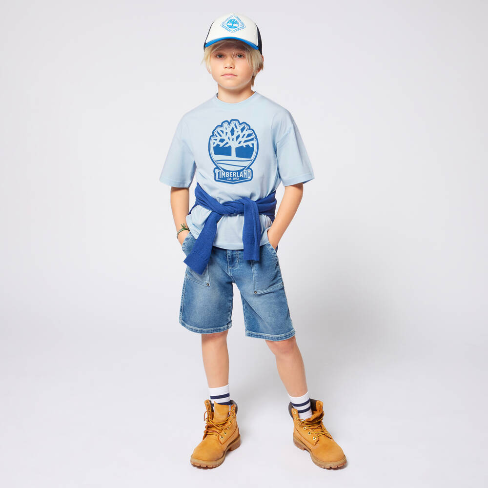 Timberland-Boys Sky Cotton Logo Tee | Childrensalon Outlet