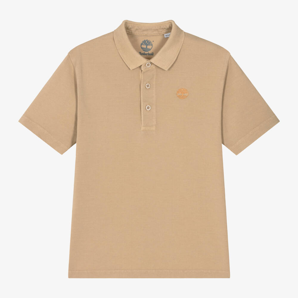 Timberland-Boys Soft Beige Polo Top | Childrensalon Outlet