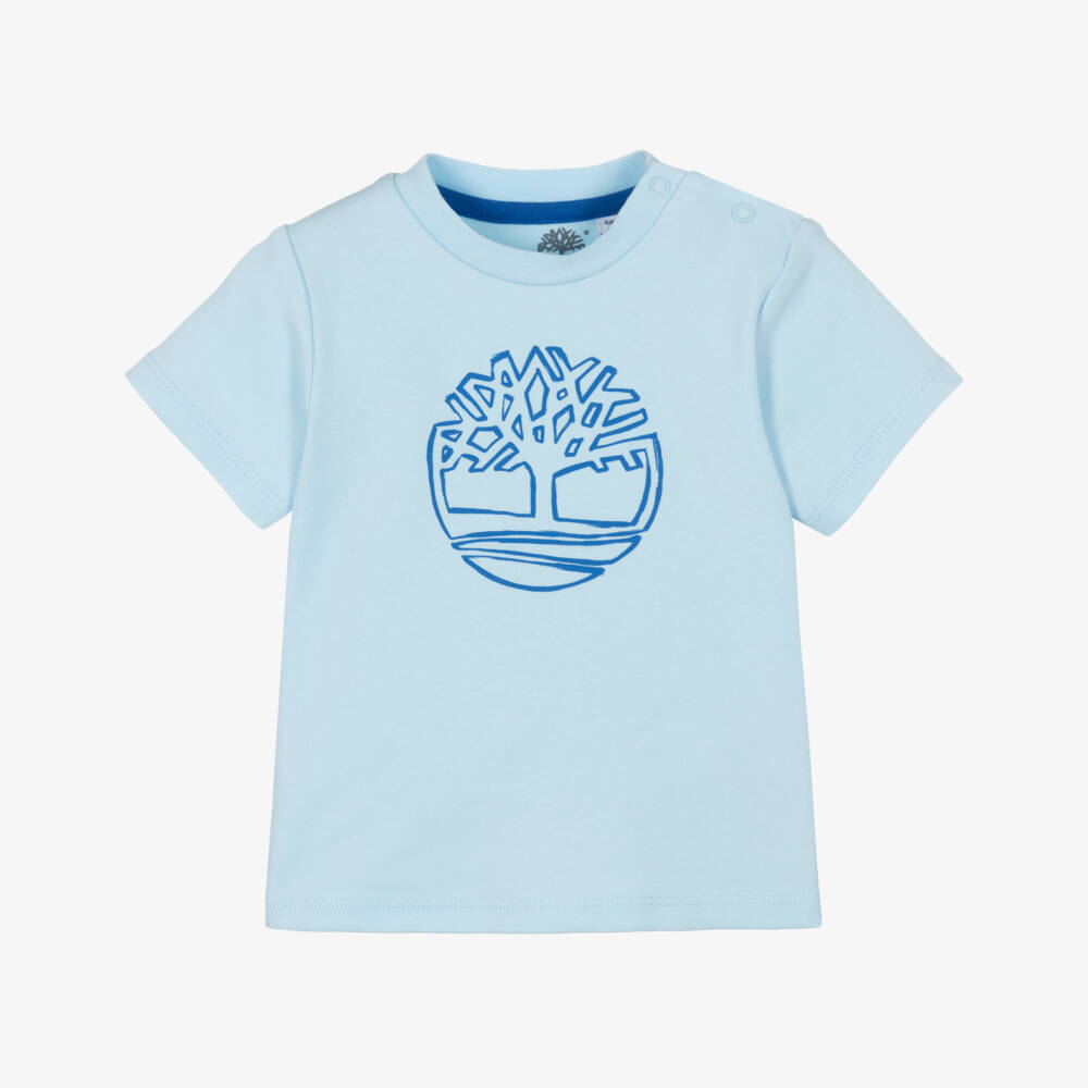 Timberland-Мягкая голубая футболка с логотипом для мальчиков | Childrensalon Outlet