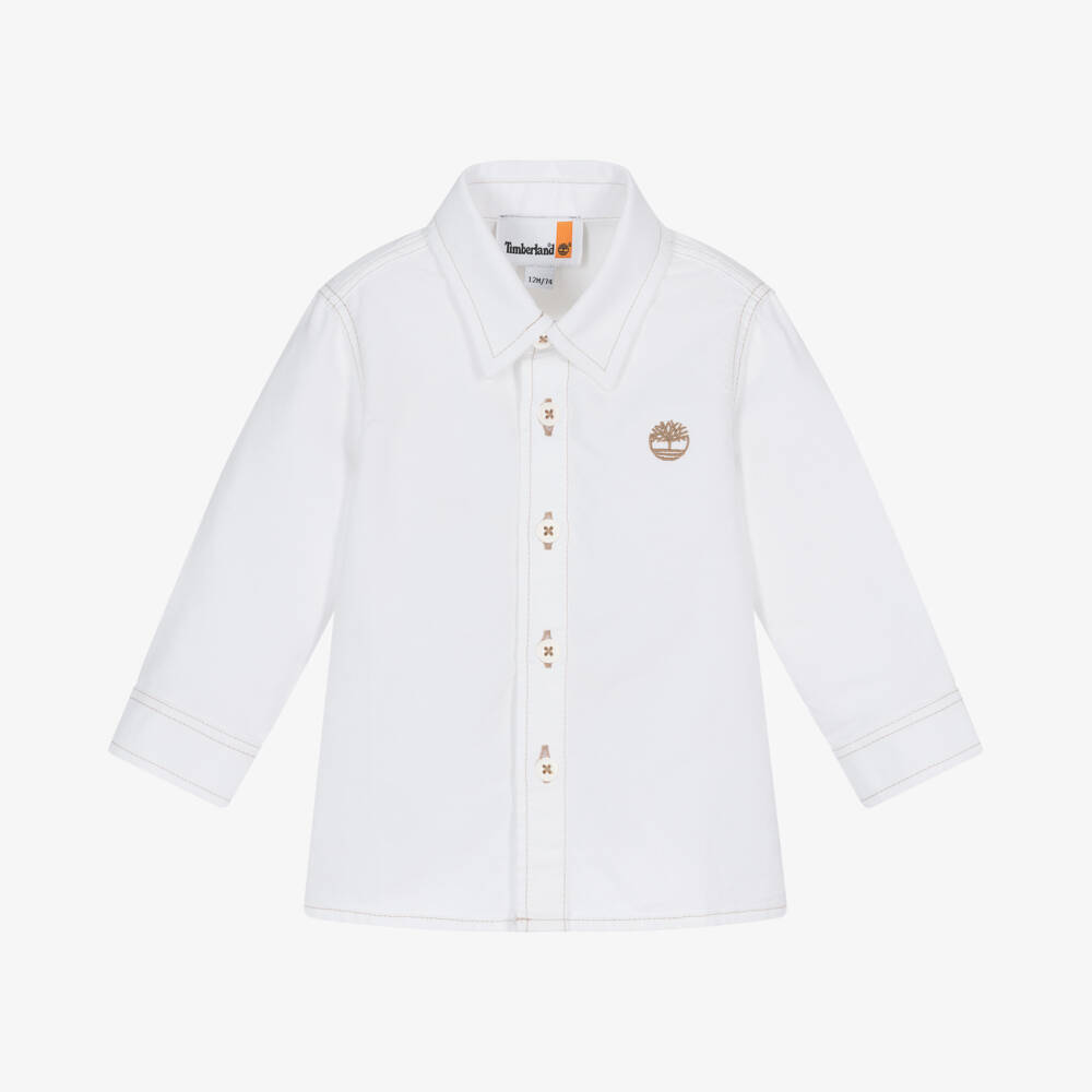 Timberland-Boys Soft White Button-Down Top | Childrensalon Outlet