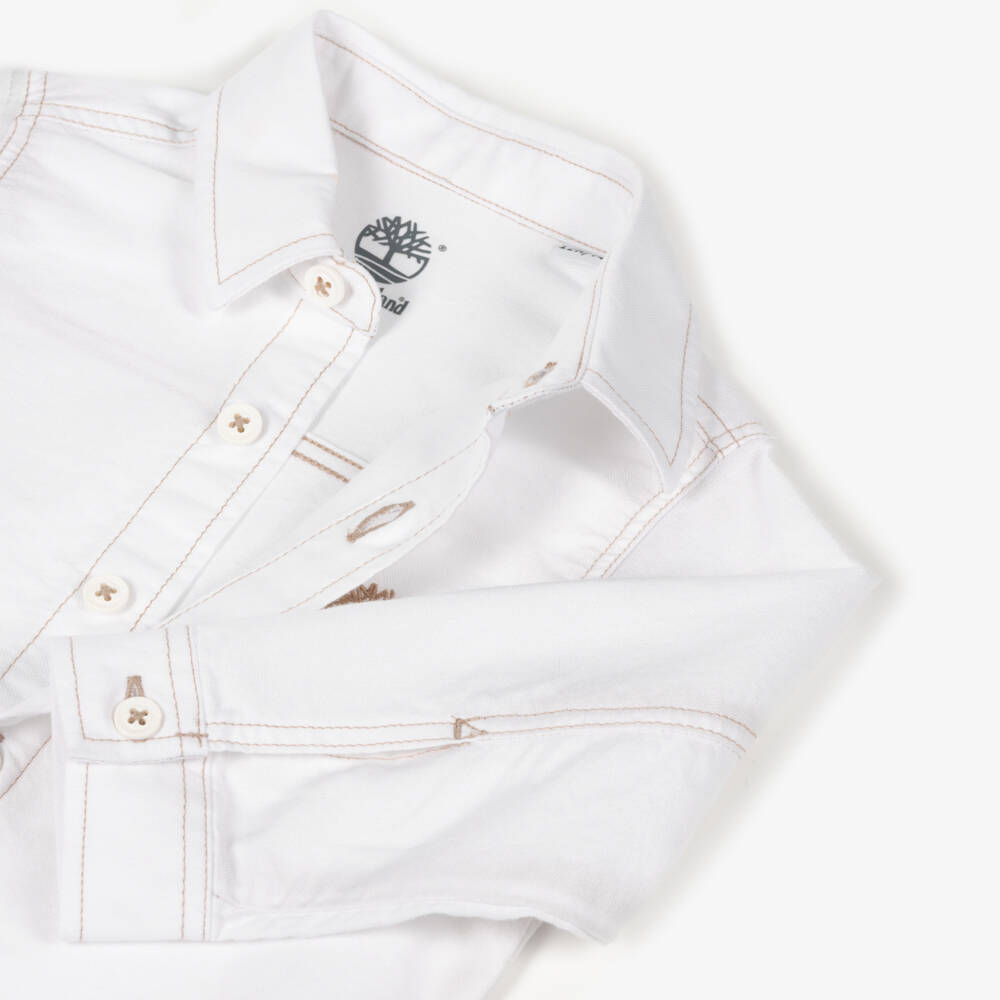 Timberland-Мягкая белая рубашка на пуговицах для мальчиков | Childrensalon Outlet