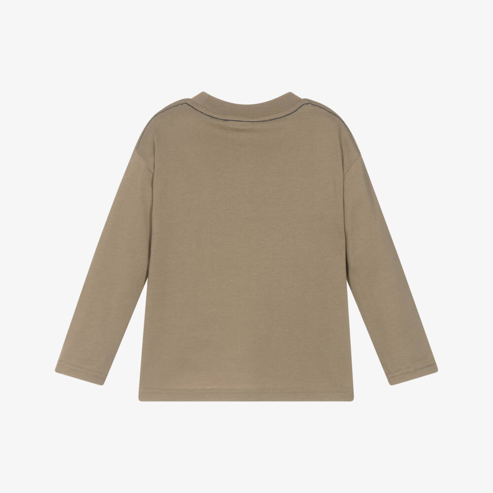 Timberland-Boys Taupe Brown Cotton Mountain Scene Top | Childrensalon Outlet