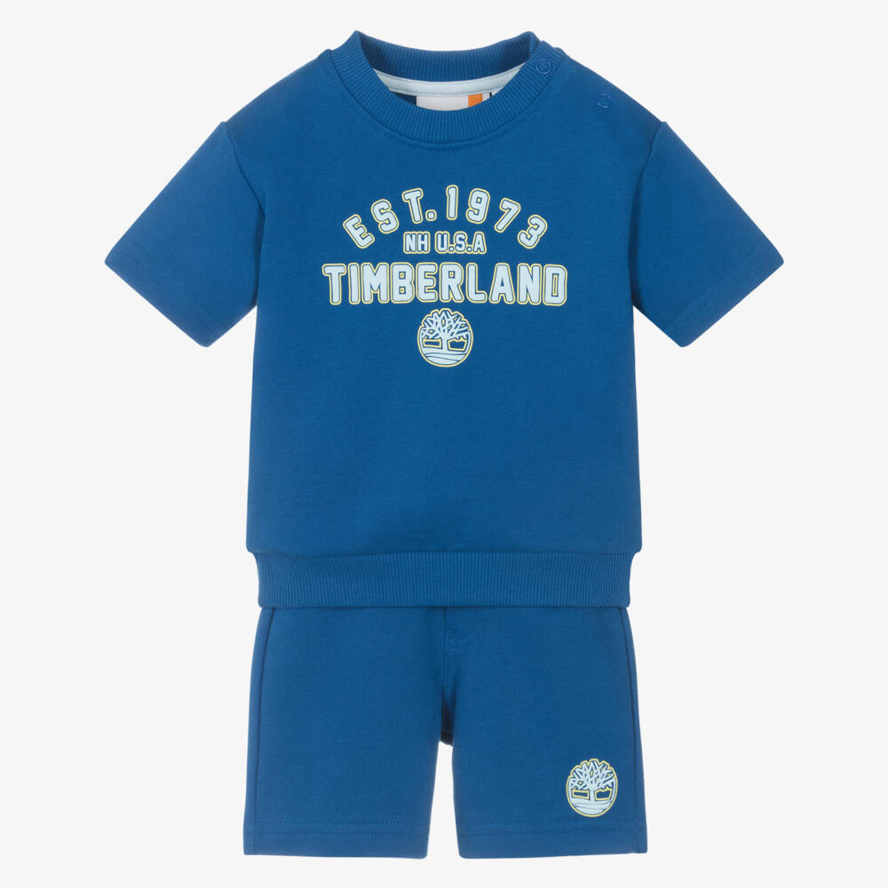 Timberland-Boys Varsity Style Blue Shorts Ensemble | Childrensalon Outlet