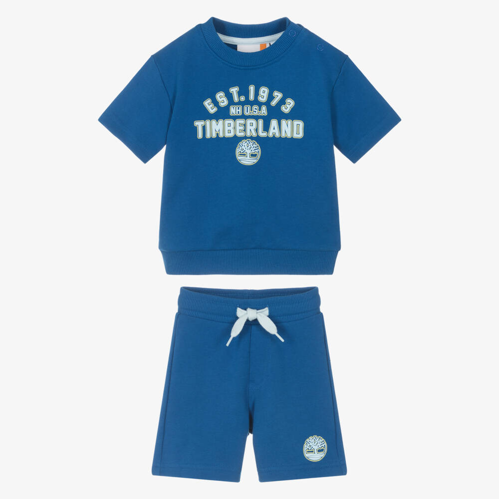 Timberland-Boys Varsity Style Blue Shorts Ensemble | Childrensalon Outlet
