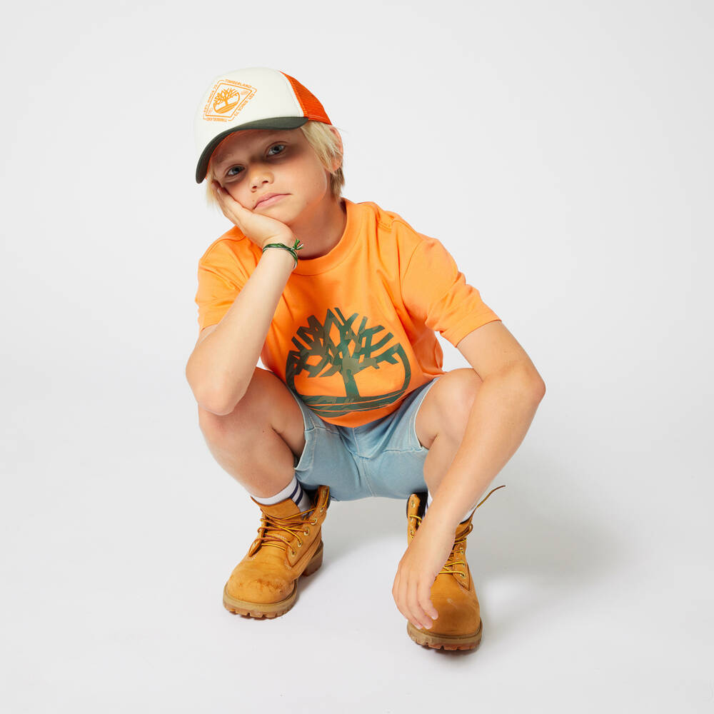 Timberland-Boys Vibrant Orange Eco Tee | Childrensalon Outlet
