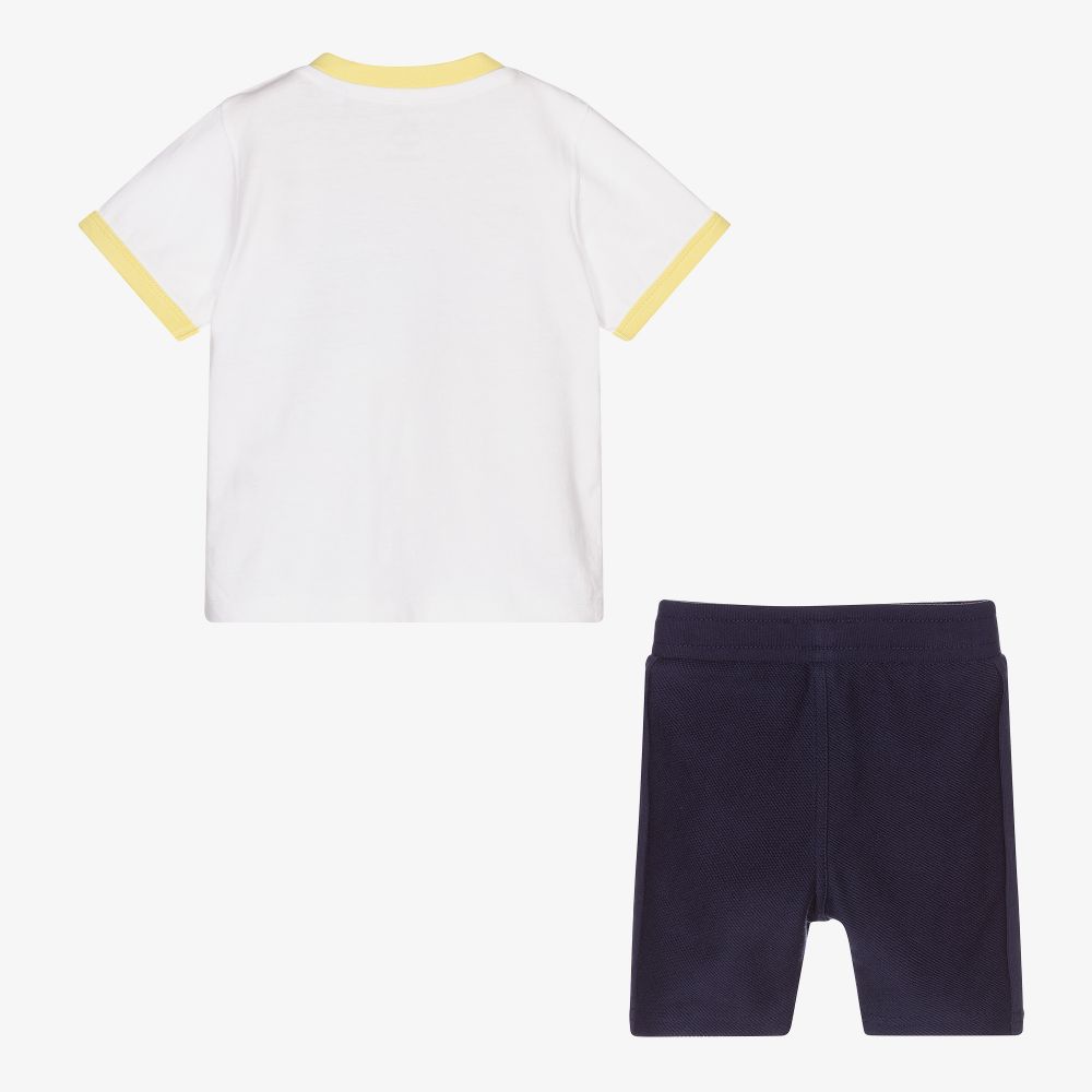 Timberland-طقم شورت أطفال ولادي قطن عضوي لون أبيض وكحلي | Childrensalon Outlet