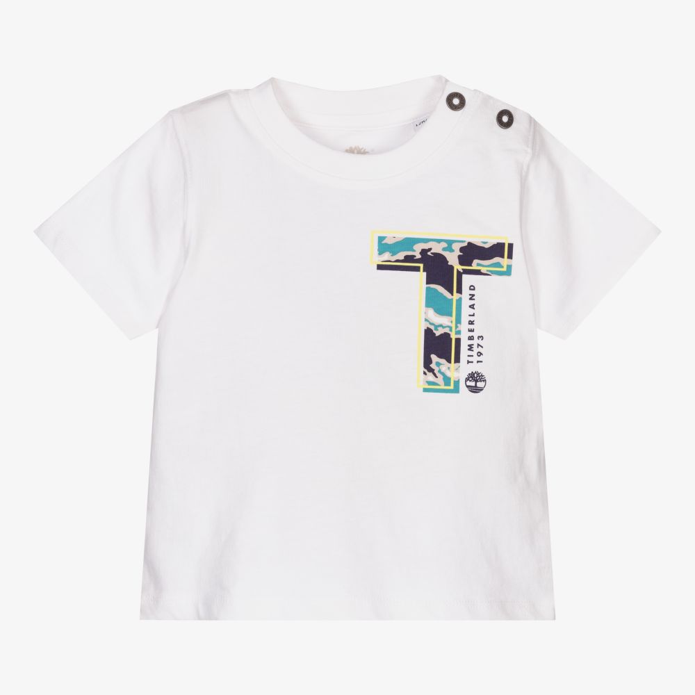 Timberland - T-shirt blanc en coton Garçon | Childrensalon