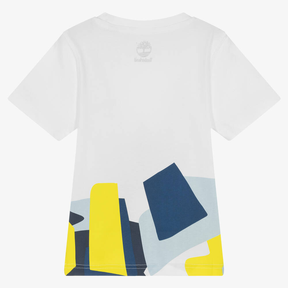 Timberland-Boys White Cotton Logo T-Shirt | Childrensalon Outlet