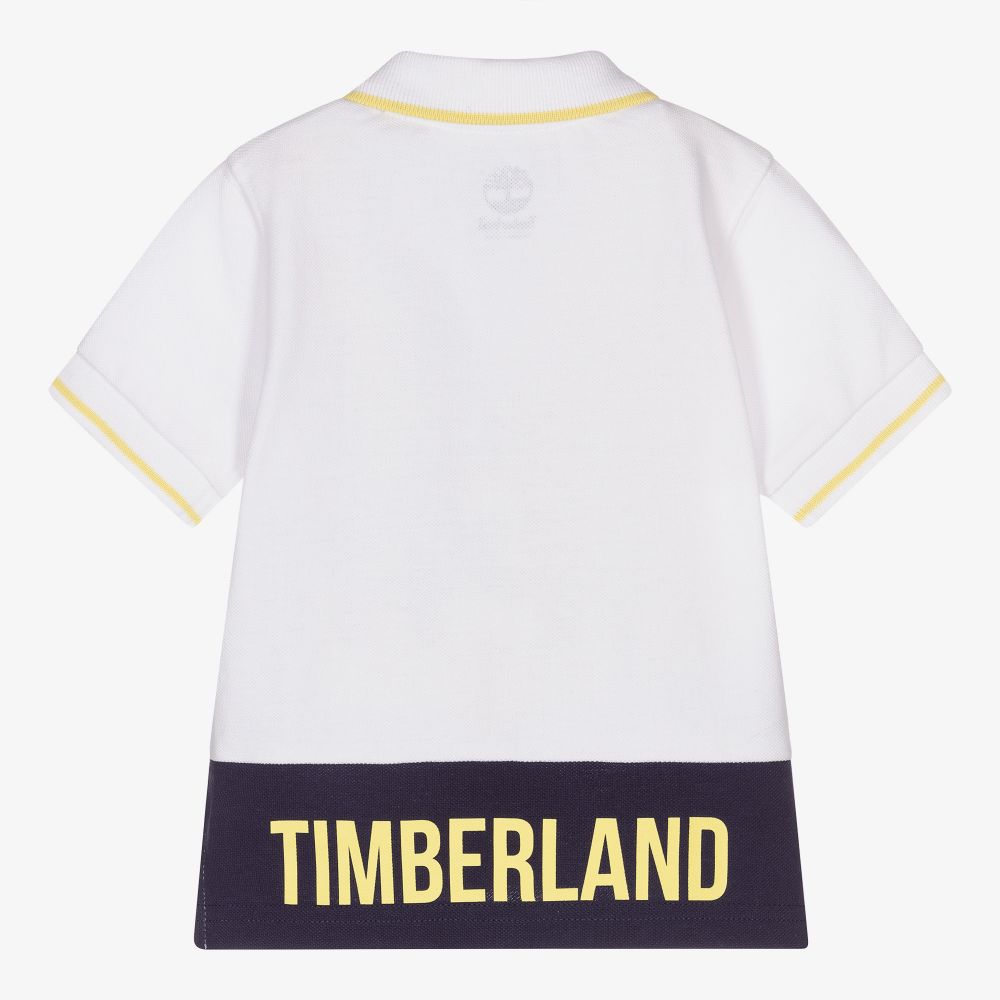 Timberland-توب بولو أطفال ولادي قطن عضوي لون أبيض | Childrensalon Outlet