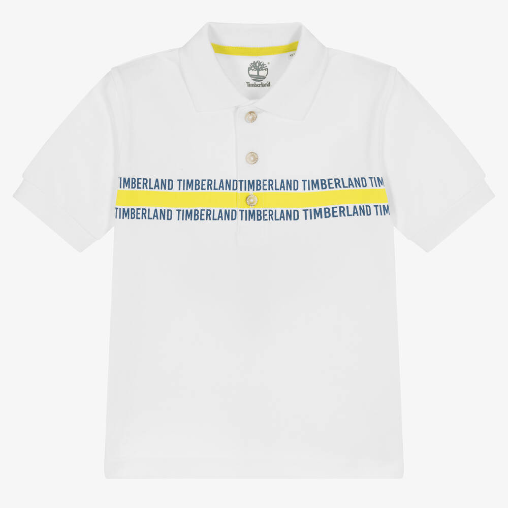 Timberland Polo blanc en coton gar on Childrensalon Outlet