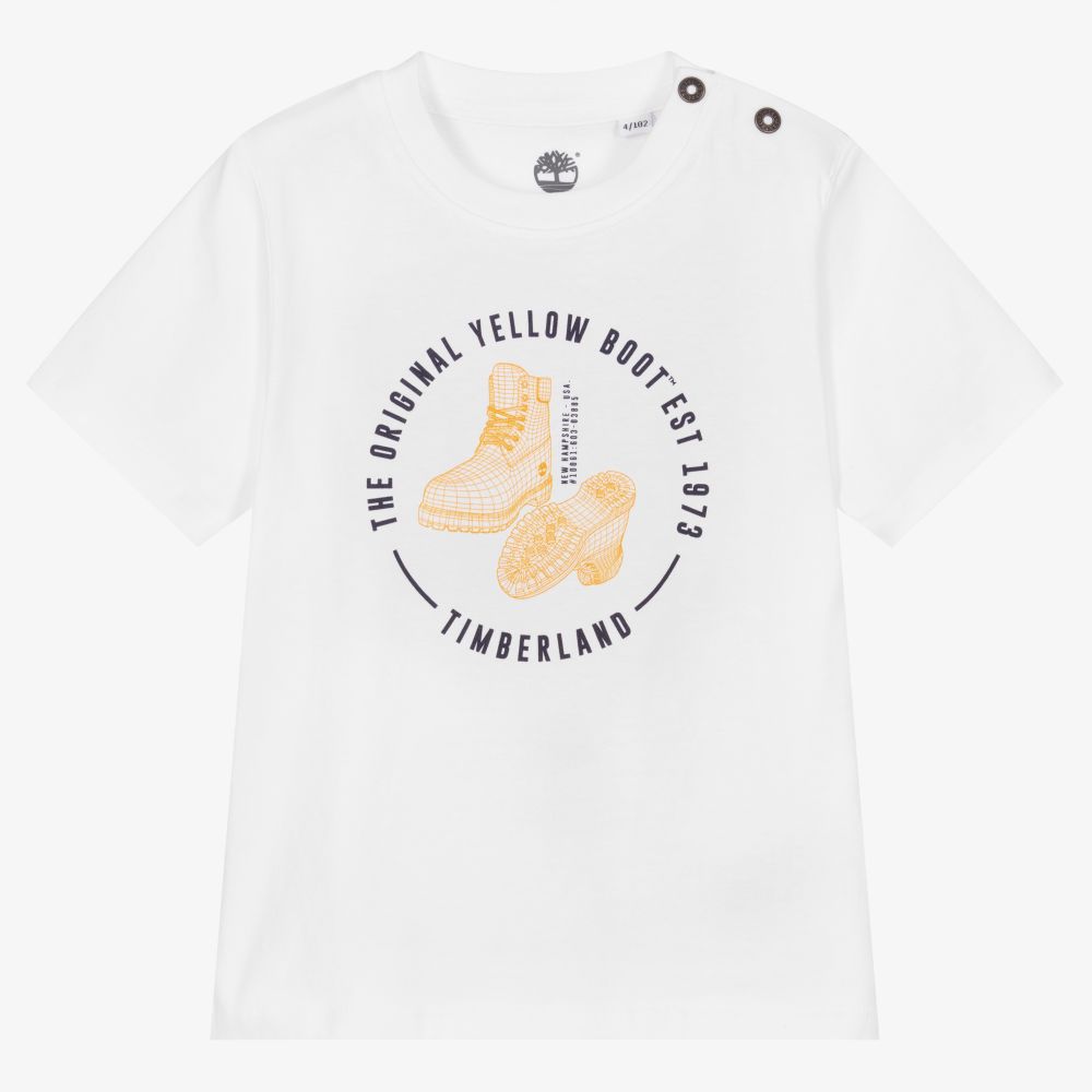 Timberland - T-shirt blanc en coton Garçon | Childrensalon