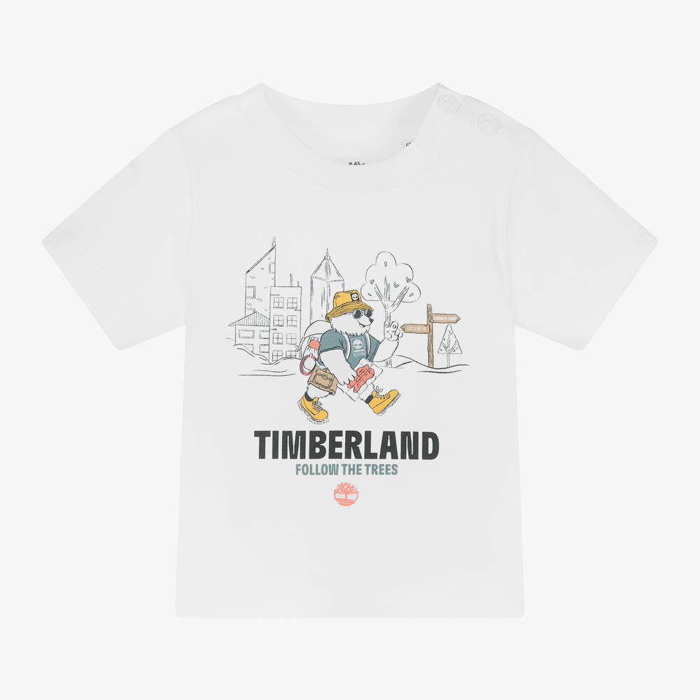 Timberland-Boys White Cotton T-Shirt | Childrensalon Outlet