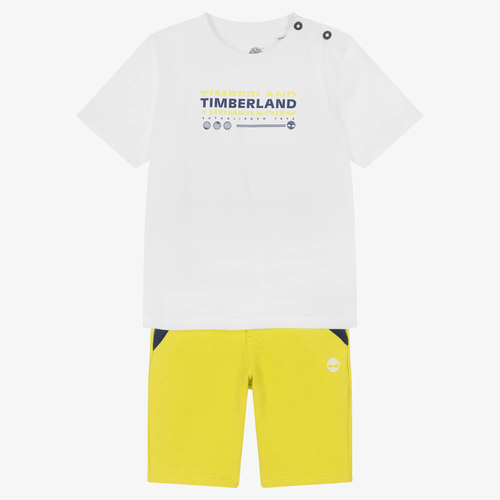 Timberland - Ensemble short vert et blanc garçon | Childrensalon