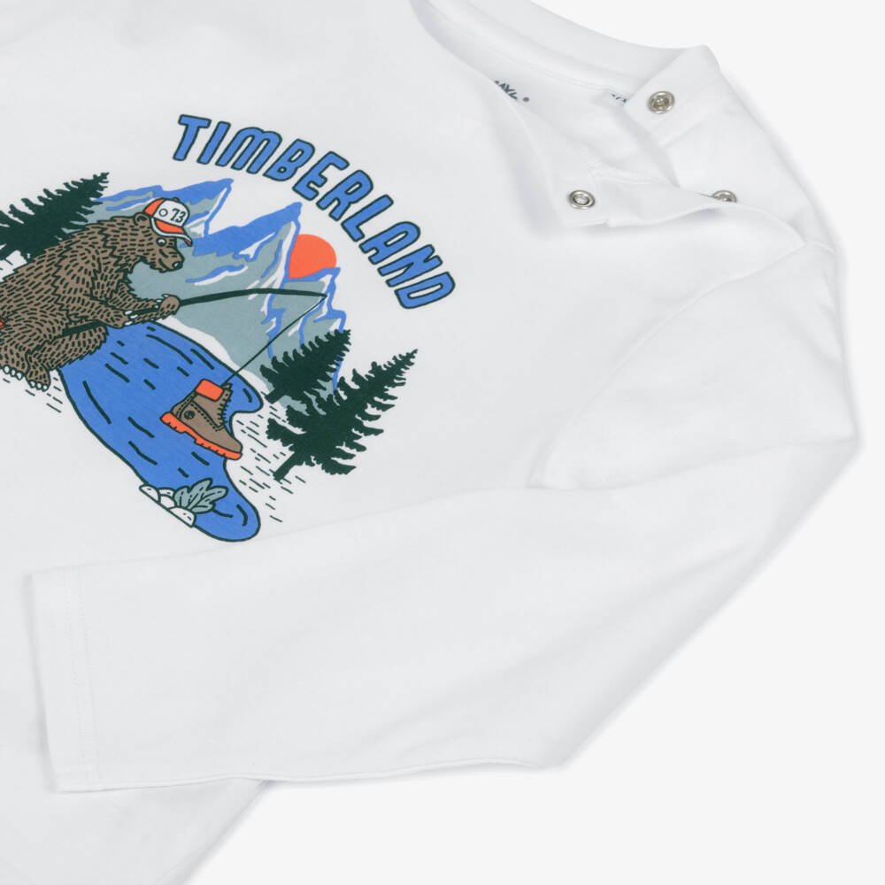 Timberland-Boys White Long-Sleeve Tee | Childrensalon Outlet