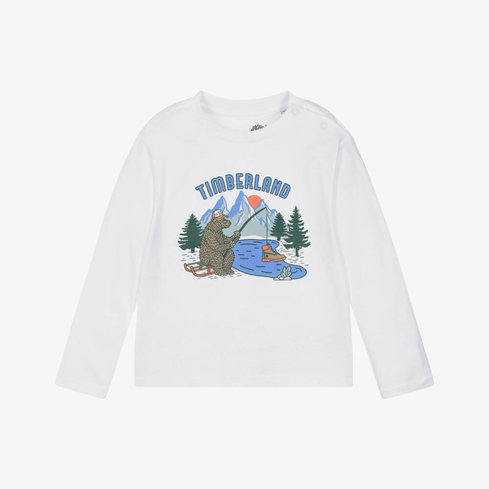 Timberland-Boys White Long-Sleeve Tee | Childrensalon Outlet