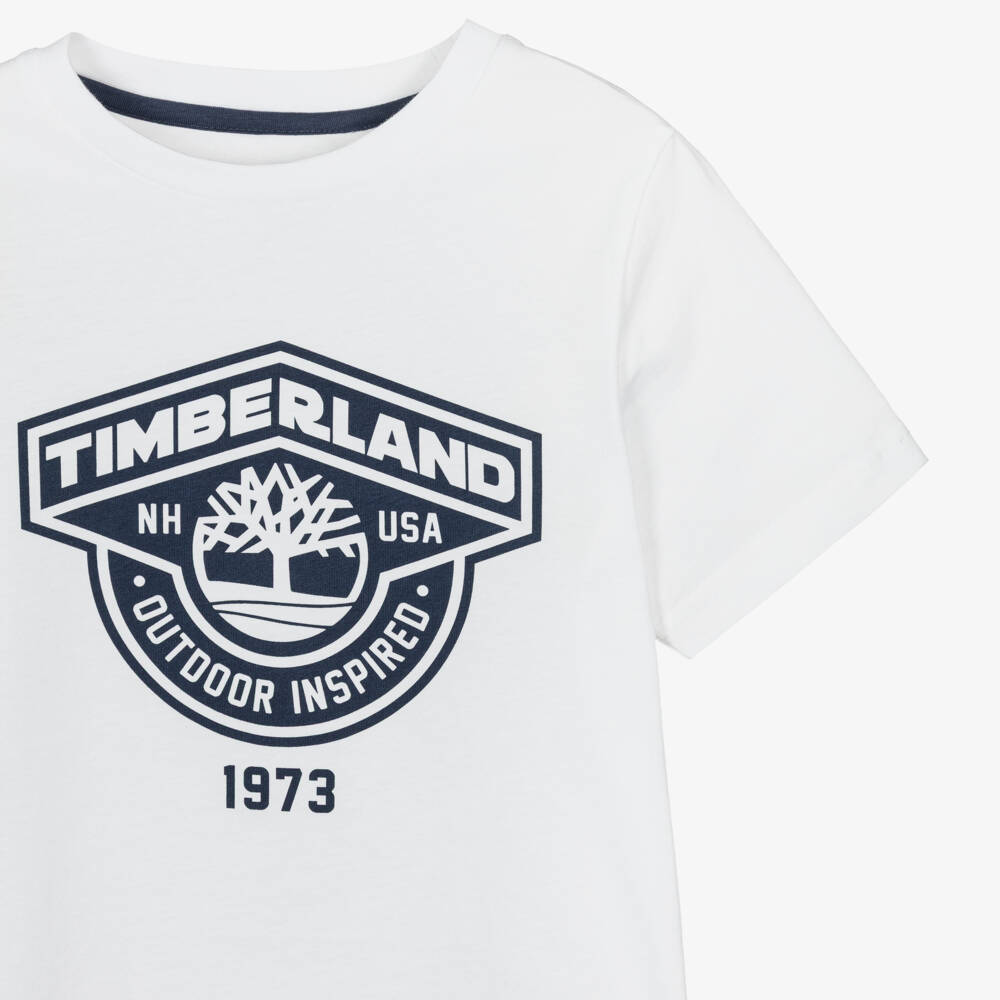 Timberland-Boys White & Navy Blue Outfit | Childrensalon Outlet