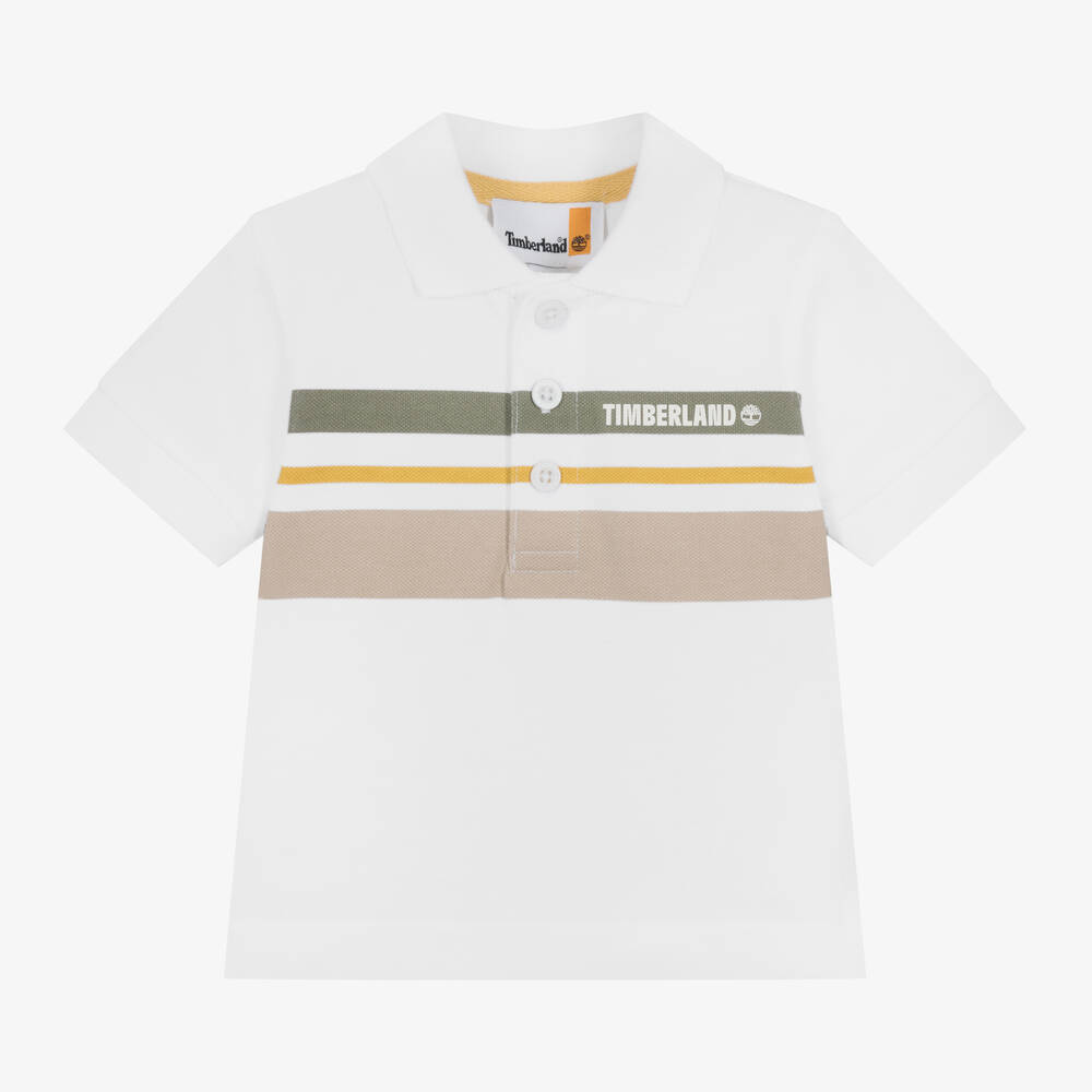 Timberland-Boys White Organic Cotton Polo Shirt | Childrensalon Outlet
