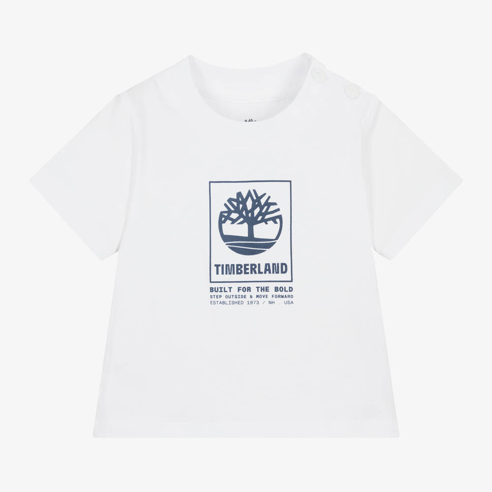 Timberland-Boys White Organic Cotton T-Shirt | Childrensalon Outlet