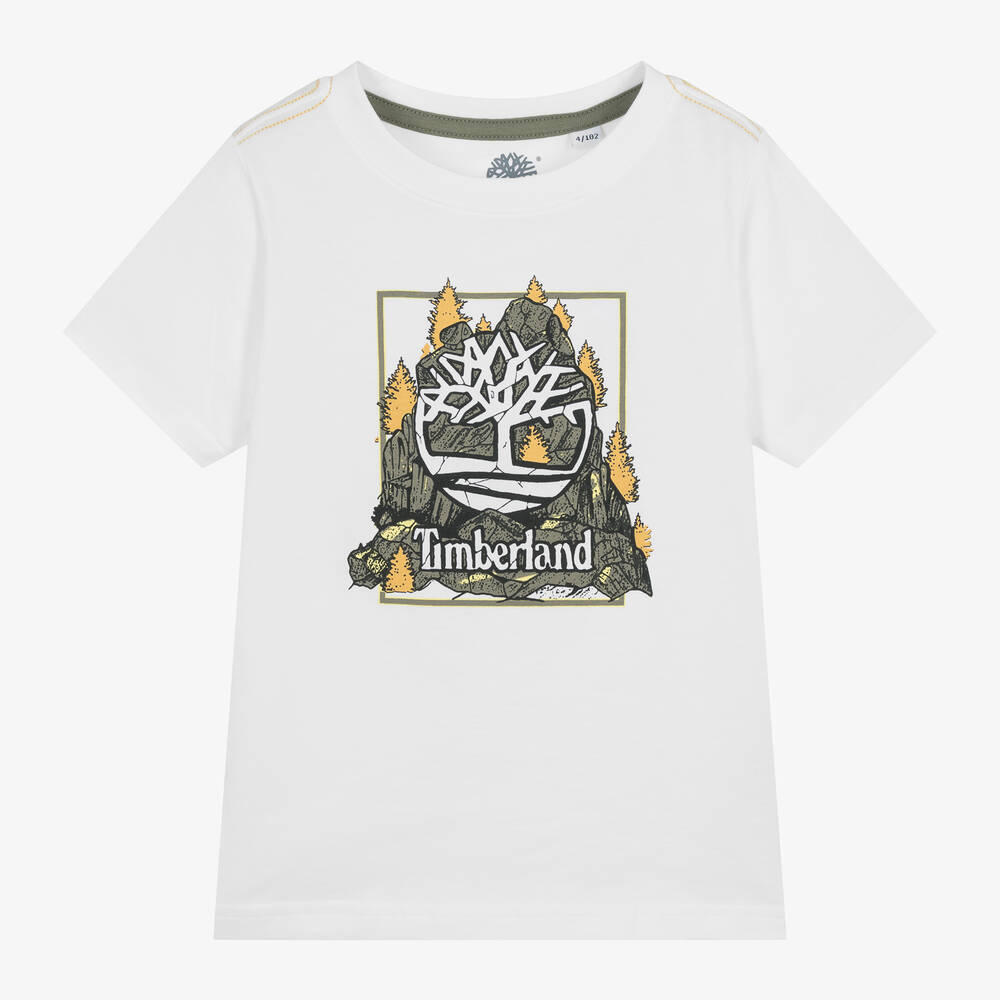 Timberland-Boys White Organic Cotton T-Shirt | Childrensalon Outlet