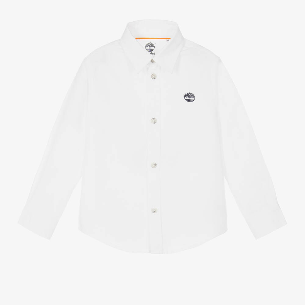 Timberland-Boys White Oxford Cotton Shirt | Childrensalon Outlet